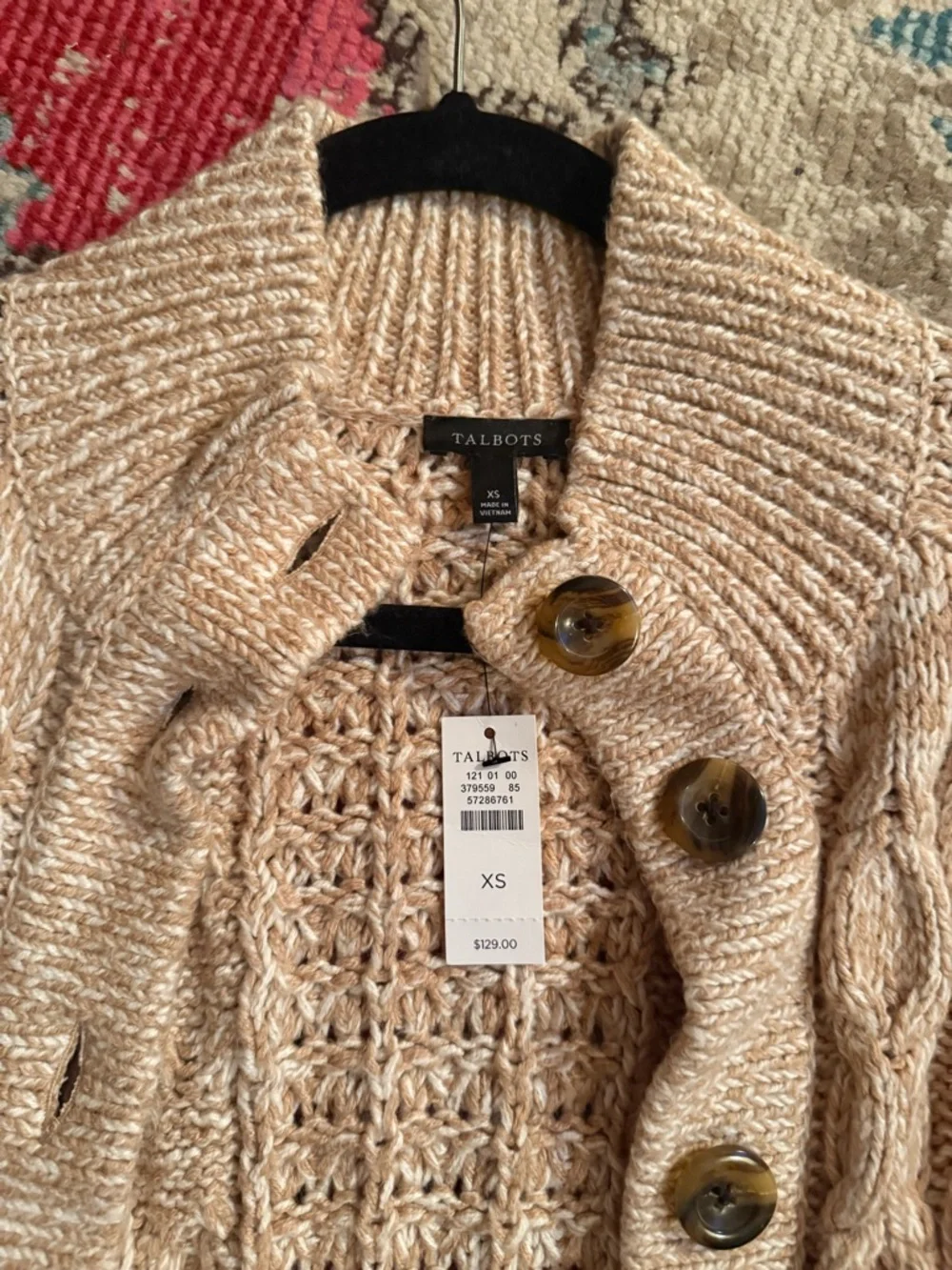 Talbots - Marl Cable Knit Mockneck Cardigan | NWT - Picture 4 of 4